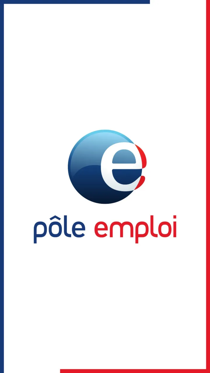 Carte de vœux 2023 de Pôle emploi, aujourd’hui France Travail : logo Pôle emploi sur fond blanc entre deux filets bleu et rouge